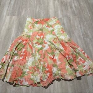 Ruby Rd. Green Pink Multicolor A Line Stretch Skirt Sz 12